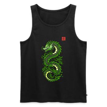 Green Japanese dragon, Japanese kanji print style - Men's Premium Organic Tank Top - black - Front - AI Model Male 178 light (178cm)