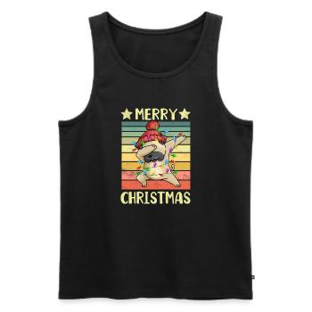 Merry Christmas Dog Pug - Men's Premium Organic Tank Top - black - Front - Michal (187cm)