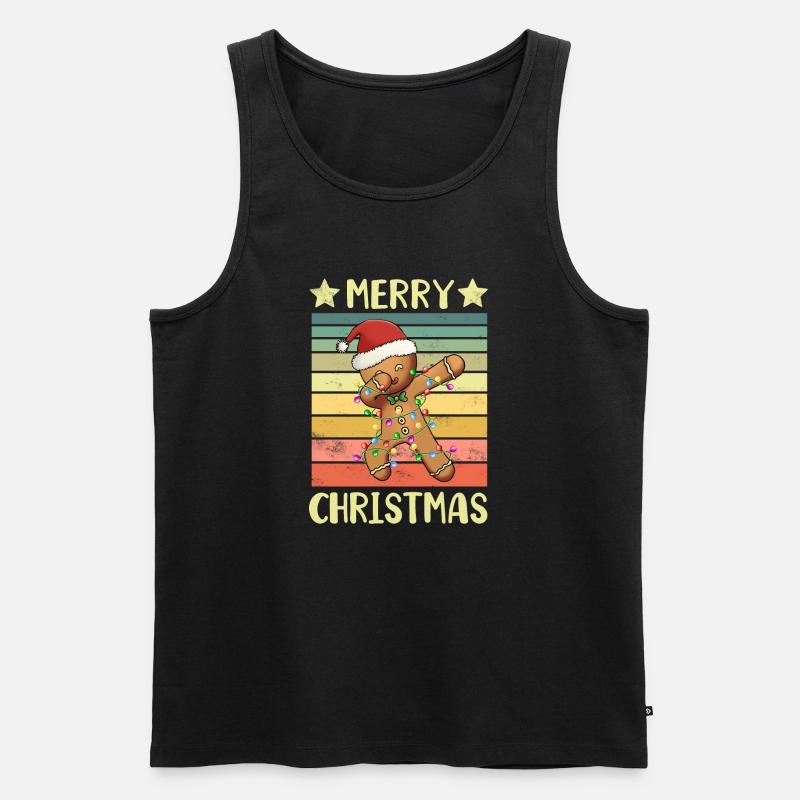 Frohe Weihnachten Lebkuchenmann - Männer Premium Bio Tank Top - Schwarz