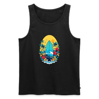 Stylish surfboard - Men's Premium Organic Tank Top - black - Front - AI Model Male 178 light (178cm)