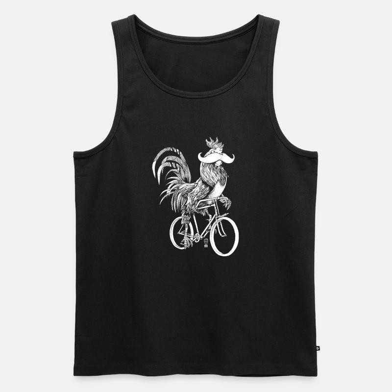 Coq & Bicycles - version blanche - Débardeur bio Premium Homme - noir