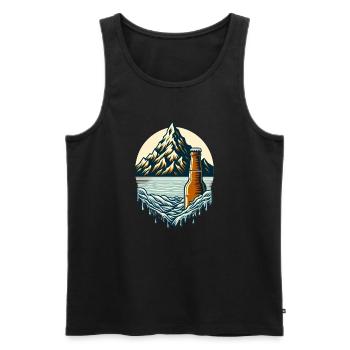 Gipfelsee mit Bierflasche - Männer Premium Bio Tank Top - Schwarz - Vorne - AI Model Male 178 light (178cm)