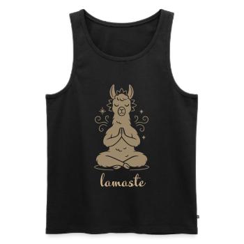 Yoga Lamaste - Meditierendes Lama - Männer Premium Bio Tank Top - Schwarz - Vorne - AI Model Male 178 light (178cm)