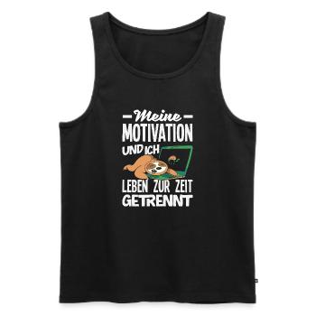 Meine Motivation und Ich - getrennt Faultier - Männer Premium Bio Tank Top - Schwarz - Vorne - AI Model Male 178 light (178cm)