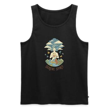 Serene Spirit - Mystical Nature Yoga - Men's Premium Organic Tank Top - black - Front - AI Model Male 178 light (178cm)