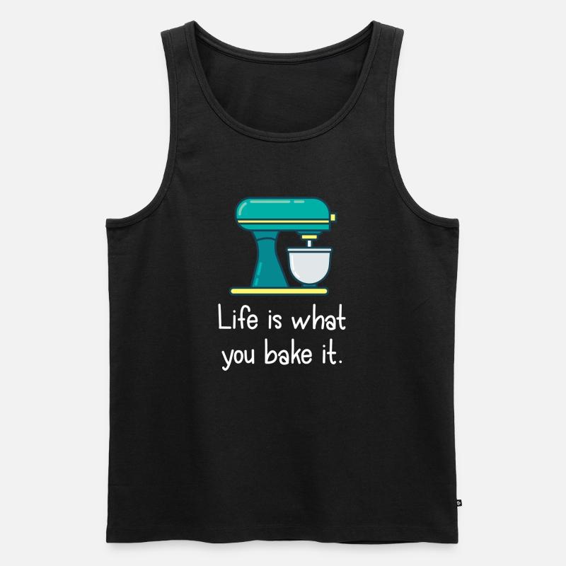 Das Leben ist, was du backst. - Männer Premium Bio Tank Top - Schwarz