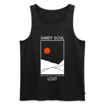 Sand deserts / sand dunes with red sun - Men's Premium Organic Tank Top - black - Front - AI Model Male 178 light (178cm)