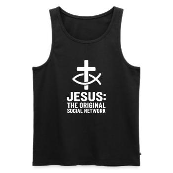 Jesus The Original Social Network - Men's Premium Organic Tank Top - black - Front - AI Model Male 178 light (178cm)