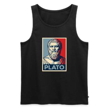 Plato Portrait in Retro design - Men's Premium Organic Tank Top - black - Front - AI Model Male 178 light (178cm)
