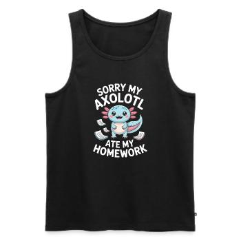 Axolotl Homework Apology - Men's Premium Organic Tank Top - black - Front - AI Model Male 178 light (178cm)