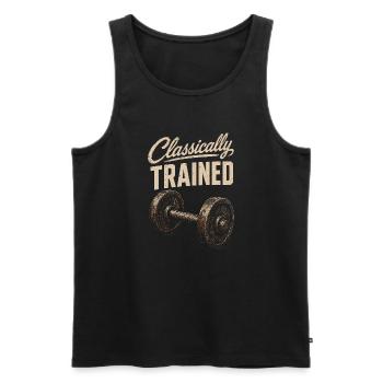 Classically trained – vintage fitness design - Men's Premium Organic Tank Top - black - Front - AI Model Male 178 light (178cm)