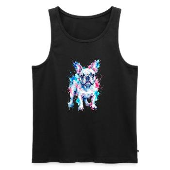 Colorful Dog: Watercolor Art Design - Men's Premium Organic Tank Top - black - Front - Michal (187cm)
