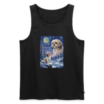 Hurlant à la Lune Mème Chien Shih Tzu - Débardeur bio Premium Homme - noir - Devant - Michal (187cm)