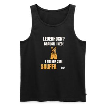 Lederhosn Brauch i ned - Sauffa Spruch Tracht - Männer Premium Bio Tank Top - Schwarz - Vorne - Michal (187cm)