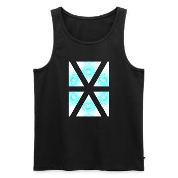 Azur X-Muster im Eis-Marble - Men's Premium Organic Tank Top - black - Front - Michal (187cm)