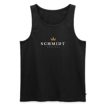 Logo original de la famille Schmidt - Débardeur bio Premium Homme - noir - Devant - AI Model Male 178 light (178cm)