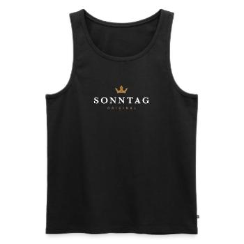Logo original de la famille Sunday - Débardeur bio Premium Homme - noir - Devant - AI Model Male 178 light (178cm)