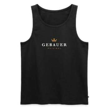Logo original de la famille Gebauer - Débardeur bio Premium Homme - noir - Devant - Michal (187cm)