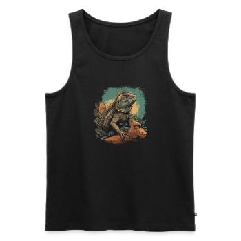 iguana branch reptiles green iguana - Men's Premium Organic Tank Top - black - Front - AI Model Male 178 light (178cm)