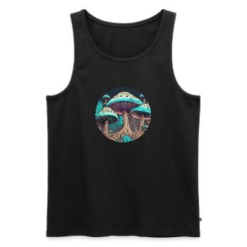 Psychedelischer Pilz-Dschungel - Männer Premium Bio Tank Top - Schwarz - Vorne - AI Model Male 178 light (178cm)