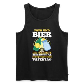 Papa Bier Vater Vatertag - Männer Premium Bio Tank Top - Schwarz - Vorne - Michal (187cm)