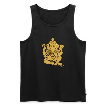 ganesha_aumkara_gold - Männer Premium Bio Tank Top - Schwarz - Vorne - Michal (187cm)