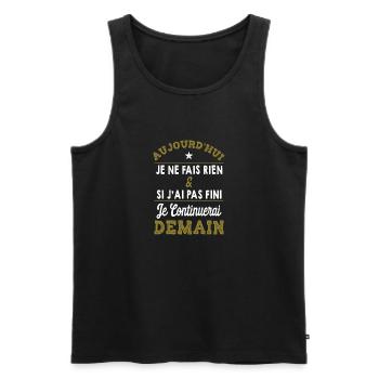 Je ne fais rien humour - Débardeur bio Premium Homme - noir - Devant - Michal (187cm)