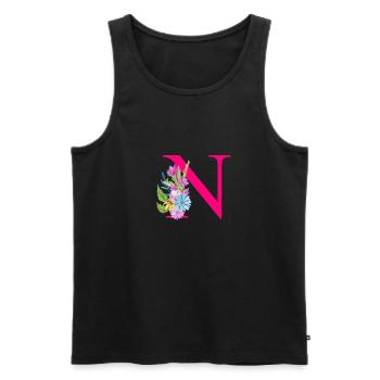 N letter red - Men's Premium Organic Tank Top - black - Front - Michal (187cm)