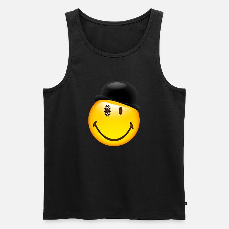 Smiley Glossy Bowler Hat - Männer Premium Bio Tank Top - Schwarz