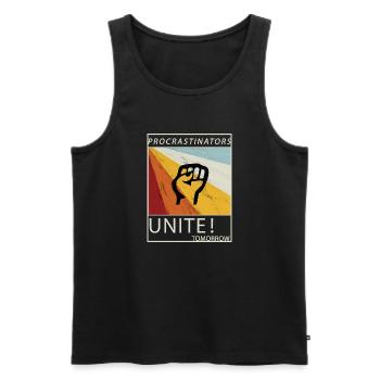 Procrastinators Unite Tomorrow Faul sein Geschenk - Männer Premium Bio Tank Top - Schwarz - Vorne - AI Model Male 178 light (178cm)