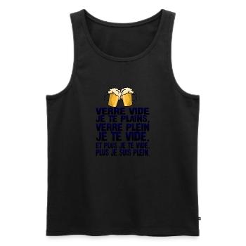 alcool humour verre vide plains plein biere citati - Débardeur bio Premium Homme - noir - Devant - Michal (187cm)