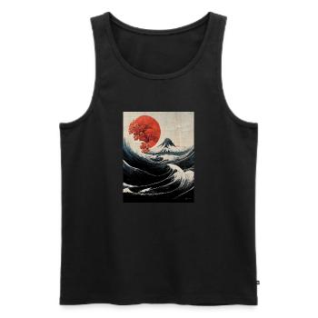 Japanese Ocean - Men's Premium Organic Tank Top - black - Front - Michal (187cm)