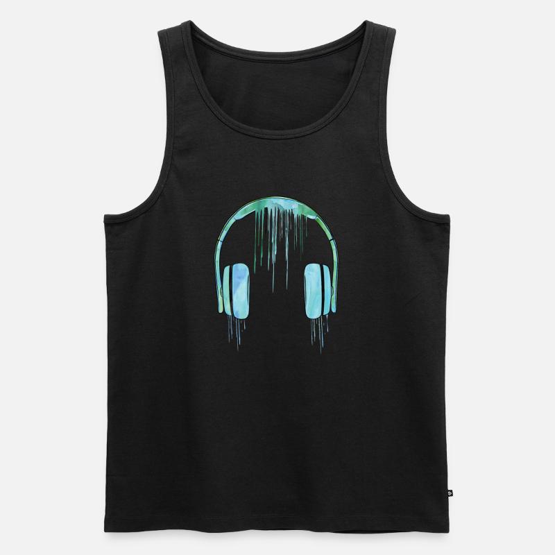 Kopfhörer-Tinte - Männer Premium Bio Tank Top - Schwarz