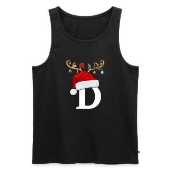 Lettre D bonnet de Noël - Débardeur bio Premium Homme - noir - Devant - Michal (187cm)