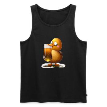 Drôle de canard sucré avec de la bière - Débardeur bio Premium Homme - noir - Devant - AI Model Male 178 light (178cm)