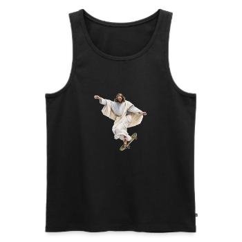 Jesus Skater ohne Heiligenschein - Männer Premium Bio Tank Top - Schwarz - Vorne - AI Model Male 178 light (178cm)