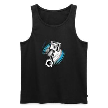 Kolbenkraft in Aktion - Männer Premium Bio Tank Top - Schwarz - Vorne - AI Model Male 178 light (178cm)