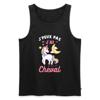 Je peux pas j'ai cheval silhouette cheval fleurs - Débardeur bio Premium Homme - noir - Devant - Michal (187cm)