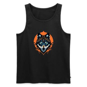 Wolf - Men's Premium Organic Tank Top - black - Front - AI Model Male 178 light (178cm)