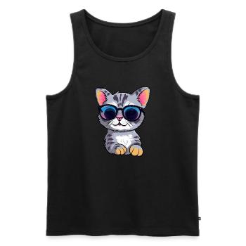 Little cute cat wearing sunglasses. - Men's Premium Organic Tank Top - black - Front - Michal (187cm)