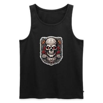 Skull / Totenkopf / Skelett / Gothic / Tattoo - Männer Premium Bio Tank Top - Schwarz - Vorne - Michal (187cm)