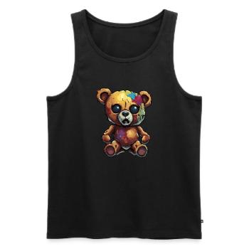 Ours en peluche / Peluche / Animal en peluche / Idée cadeau - Débardeur bio Premium Homme - noir - Devant - AI Model Male 178 light (178cm)