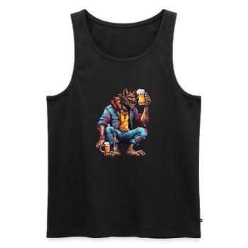 Werwolf / Vollmond / Wesen / Verwandlung / Fluch - Männer Premium Bio Tank Top - Schwarz - Vorne - AI Model Male 178 light (178cm)