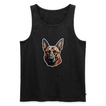 Malinois belge au caractère bien trempé - Débardeur bio Premium Homme - noir - Devant - AI Model Male 178 light (178cm)