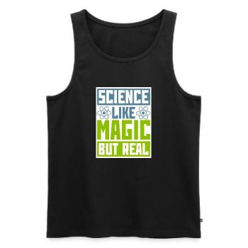 La science comme de la magie, mais un vrai professeur scientifique - Débardeur bio Premium Homme - noir - Devant - AI Model Male 178 light (178cm)