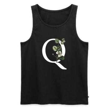 Buchstabe Q Botanisch Grün - Männer Premium Bio Tank Top - Schwarz - Vorne - Michal (187cm)