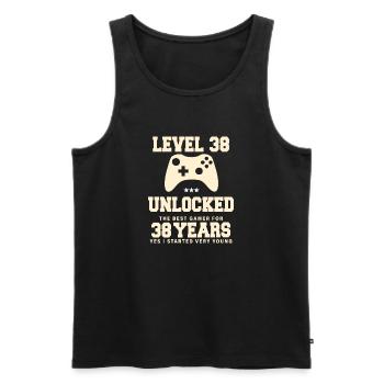 Level 38 Vintage Anniversaire Vintage Rétro - Débardeur bio Premium Homme - noir - Devant - Michal (187cm)