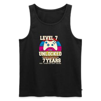 Original 2017 7 Years Old Level 7 Unlock - Men's Premium Organic Tank Top - black - Front - Michal (187cm)
