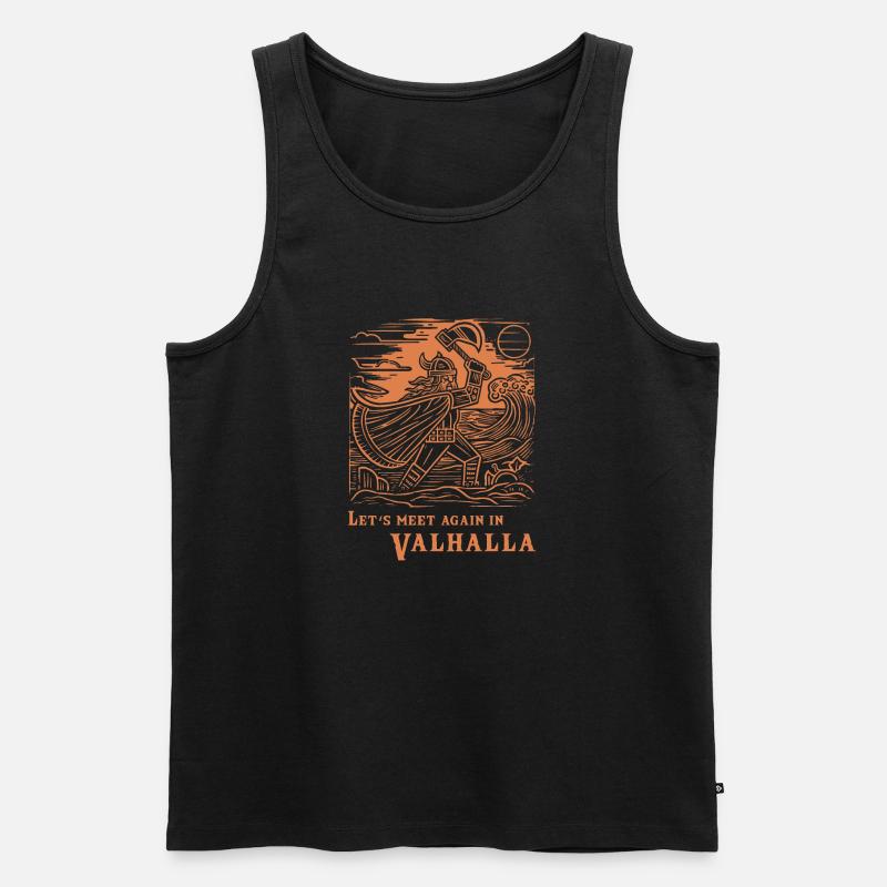 Wikinger Holzschnitt 07 2024 03 - Männer Premium Bio Tank Top - Schwarz