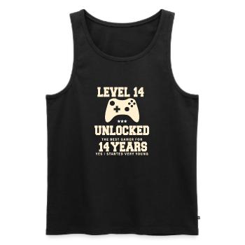 Level 14 Vintage Retro Anniversary - Men's Premium Organic Tank Top - black - Front - Michal (187cm)